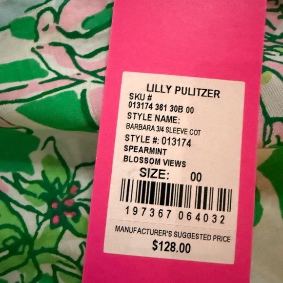 Lilly Pulitzer Barbara Top | Spearmint Blossom Views | NWT Size 00 - Picture 8 of 10